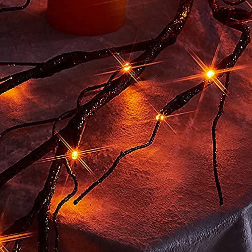 Hairui Lighted Artificial Eucalyptus Garland 6FT 96 LED Battery Operated Faux Vine Lights with Timer for Spring Wedding Backdrop Wall Decor