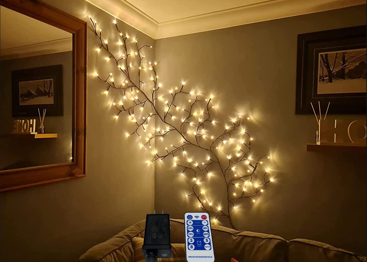 Vines for Home Decor with Remote Control On/Off Timmer Dim,7.5Ft Christmas Decorations Artificial Tree Branches with 144 LEDs Enchanted Willow Vine for Indoor Walls Bedroom Décor(1PCS)