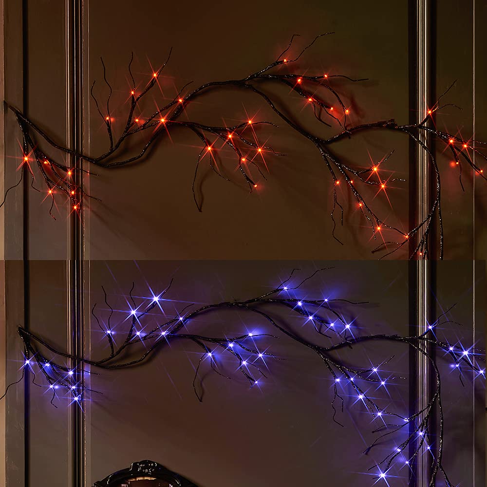 Hairui Lighted Artificial Eucalyptus Garland 6FT 96 LED Battery Operated Faux Vine Lights with Timer for Spring Wedding Backdrop Wall Decor