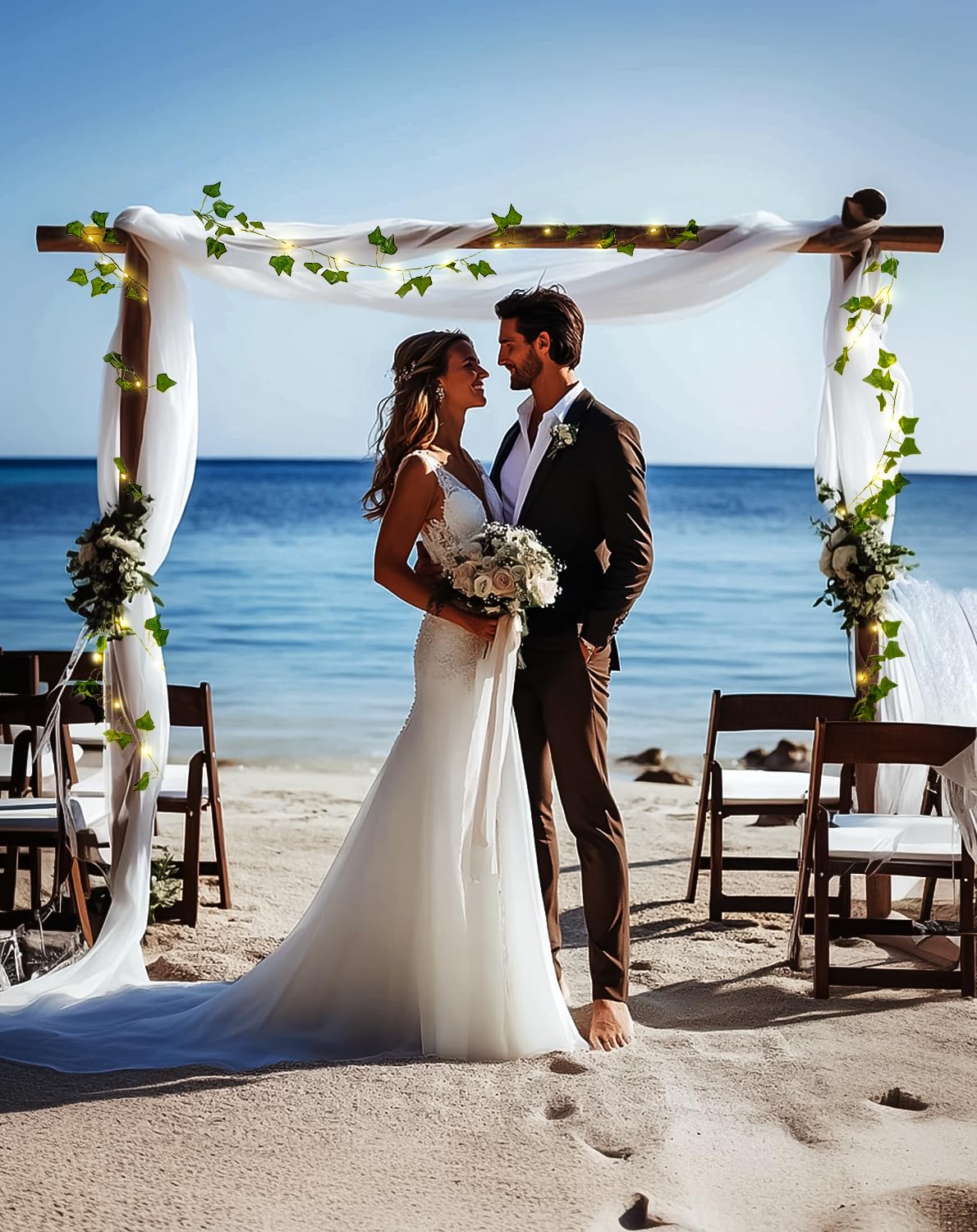 JMEXSUSS 33Ft Vines with Lights Battery Operated, 100 LED Pothos Leaf Vine Lights for Bedroom Wall Room Party Wedding Decoration (Warm White)