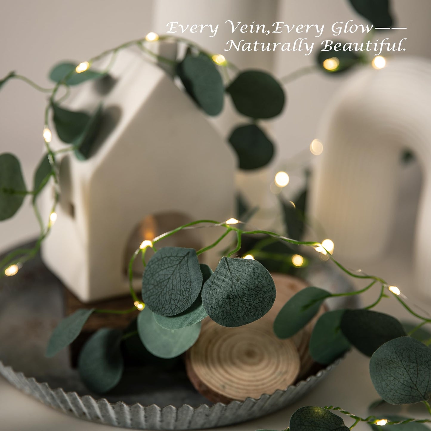 33 Ft Vine with Pothos String Lights Battery Operated, 8 Flashing Model Waterproof 100 LEDs Artifical Ivy Leaves Vine String Light for Garland Bedroom Wedding Party Holiday Patio Decor