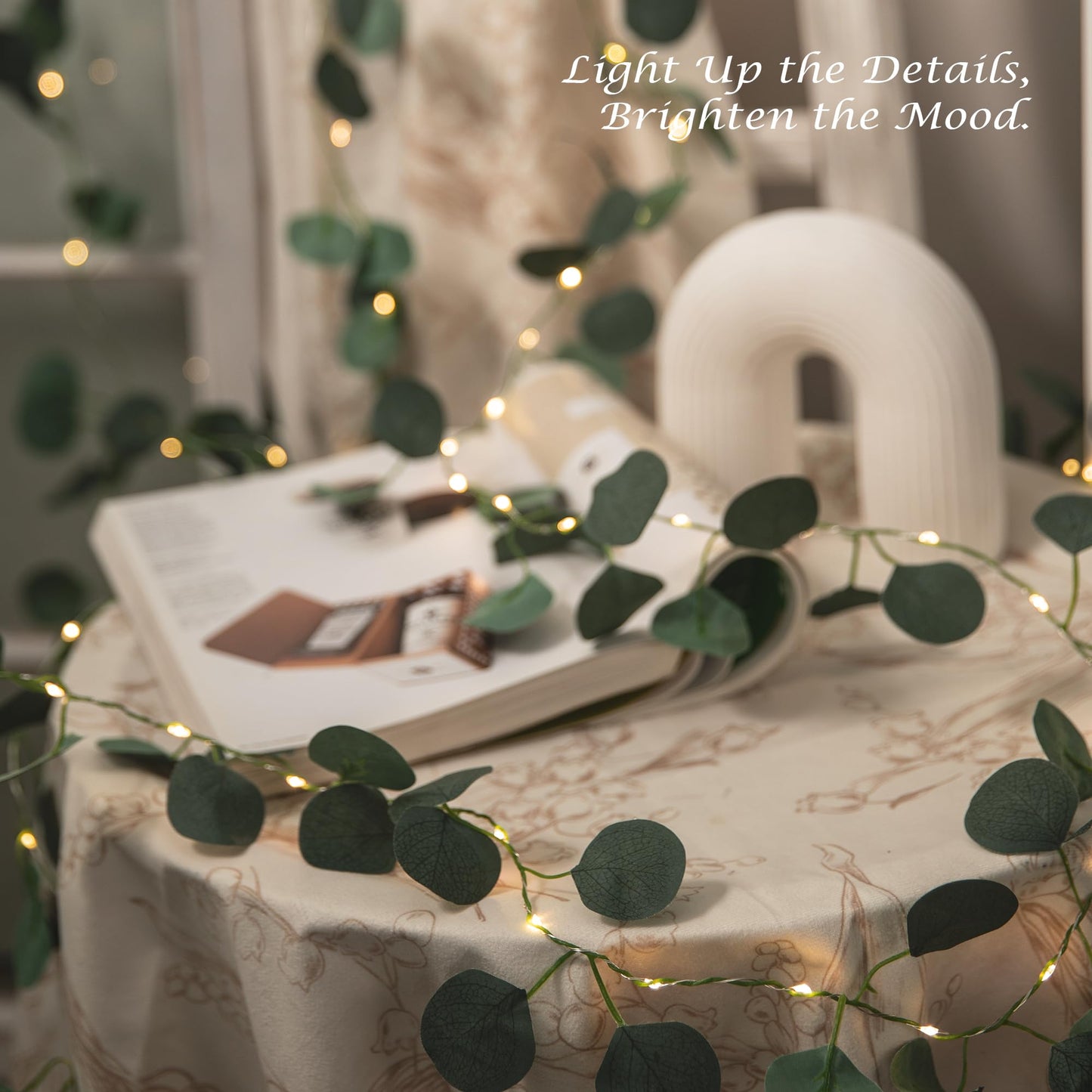 33 Ft Vine with Pothos String Lights Battery Operated, 8 Flashing Model Waterproof 100 LEDs Artifical Ivy Leaves Vine String Light for Garland Bedroom Wedding Party Holiday Patio Decor