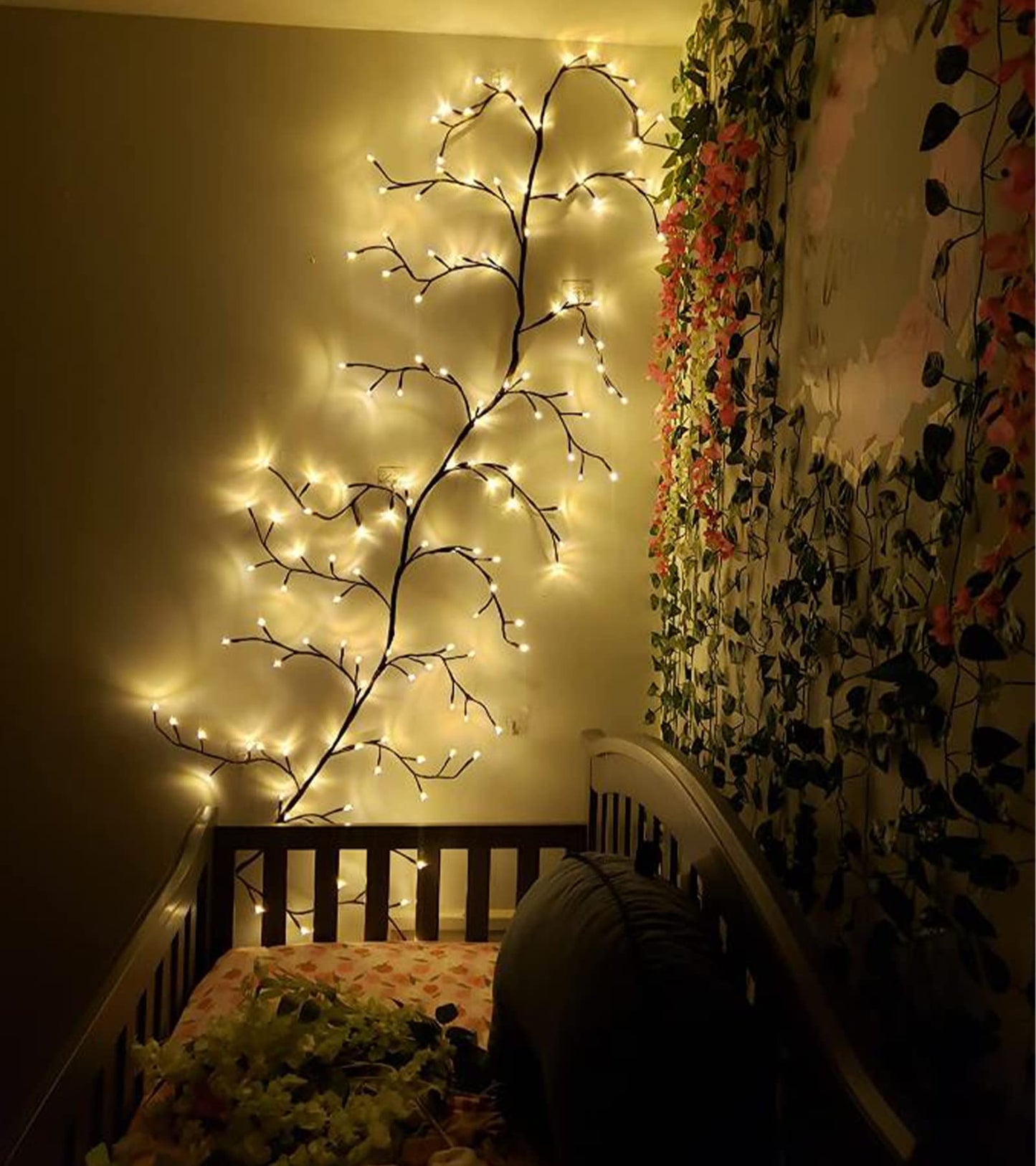 Vines for Home Decor with Remote Control On/Off Timmer Dim,7.5Ft Christmas Decorations Artificial Tree Branches with 144 LEDs Enchanted Willow Vine for Indoor Walls Bedroom Décor(1PCS)