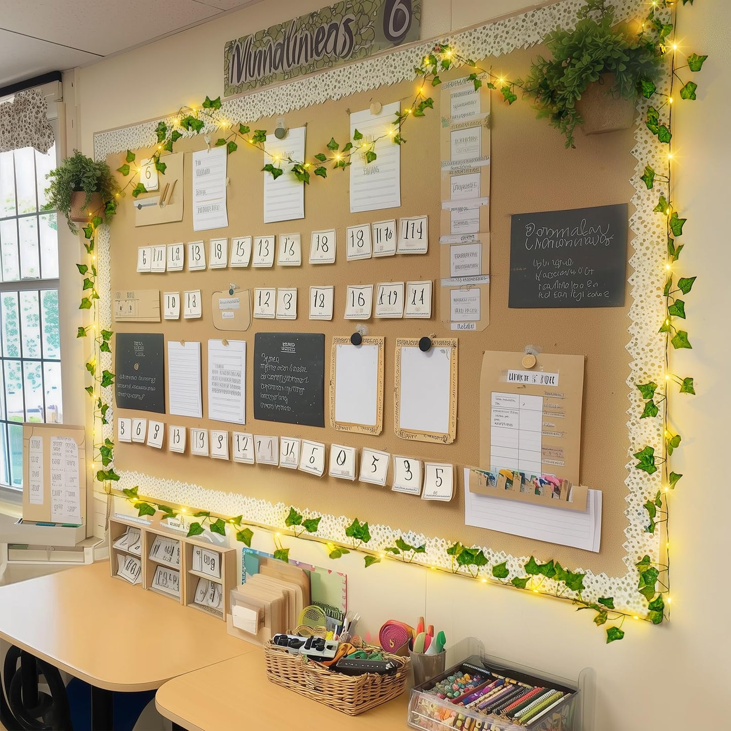 JMEXSUSS 33Ft Vines with Lights Battery Operated, 100 LED Pothos Leaf Vine Lights for Bedroom Wall Room Party Wedding Decoration (Warm White)