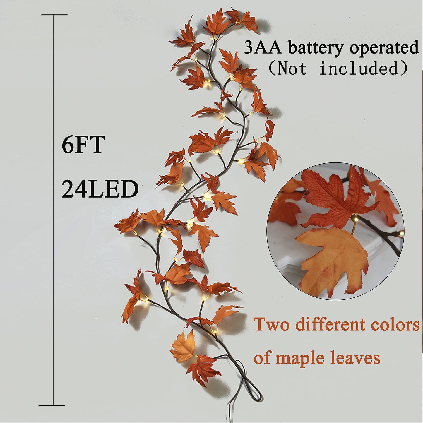 Hairui Lighted Artificial Eucalyptus Garland 6FT 96 LED Battery Operated Faux Vine Lights with Timer for Spring Wedding Backdrop Wall Decor