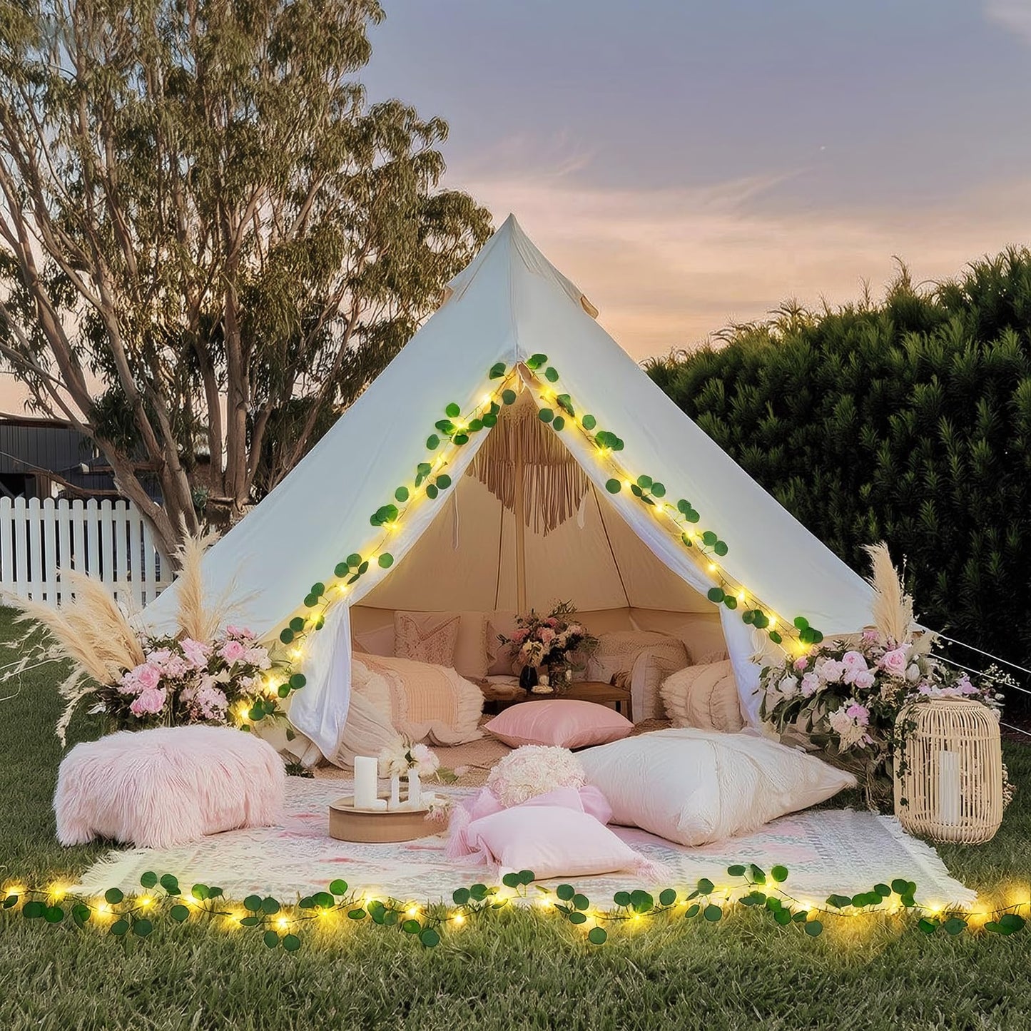 JMEXSUSS 33Ft Vines with Lights Battery Operated, 100 LED Pothos Leaf Vine Lights for Bedroom Wall Room Party Wedding Decoration (Warm White)