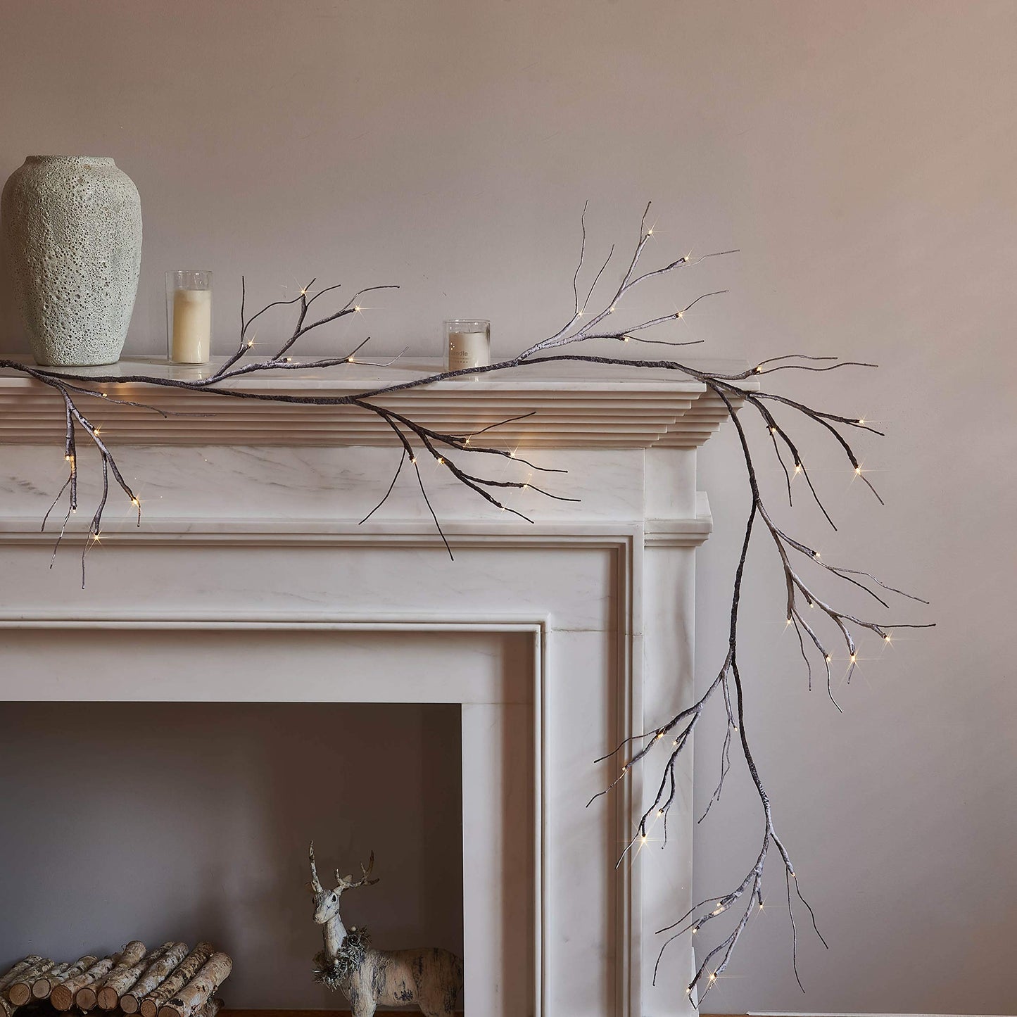 Hairui Lighted Artificial Eucalyptus Garland 6FT 96 LED Battery Operated Faux Vine Lights with Timer for Spring Wedding Backdrop Wall Decor