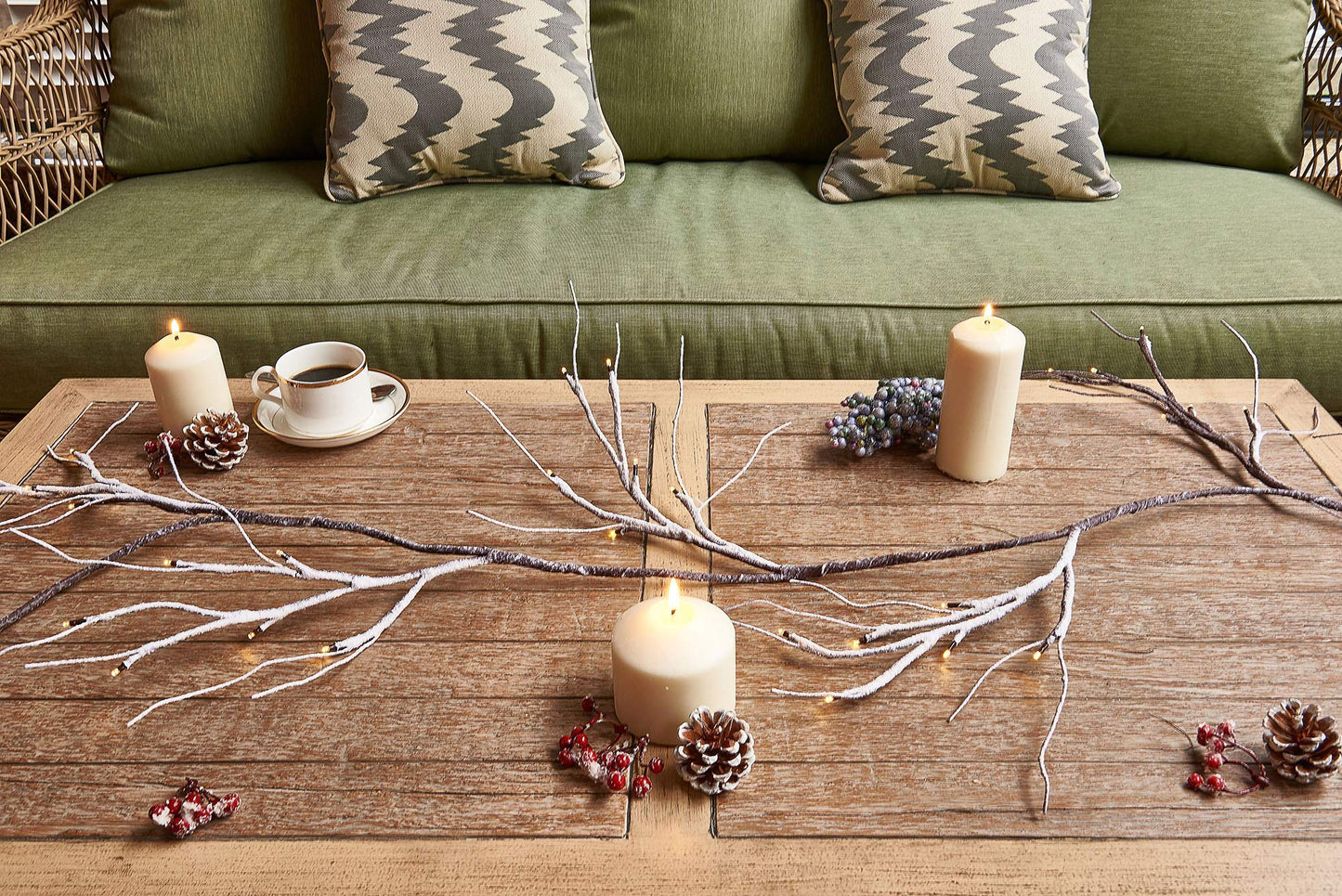 Hairui Lighted Artificial Eucalyptus Garland 6FT 96 LED Battery Operated Faux Vine Lights with Timer for Spring Wedding Backdrop Wall Decor