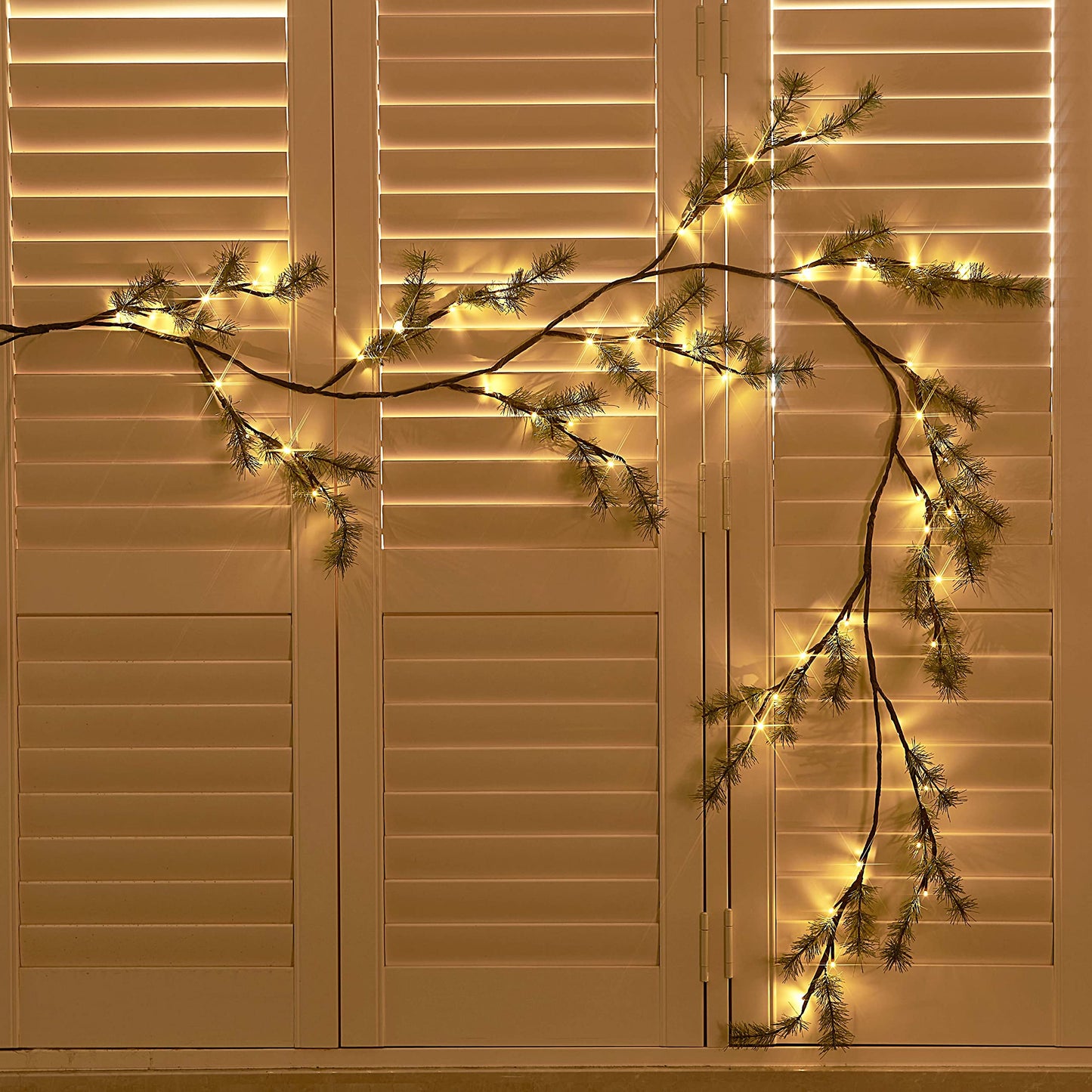 Hairui Lighted Artificial Eucalyptus Garland 6FT 96 LED Battery Operated Faux Vine Lights with Timer for Spring Wedding Backdrop Wall Decor