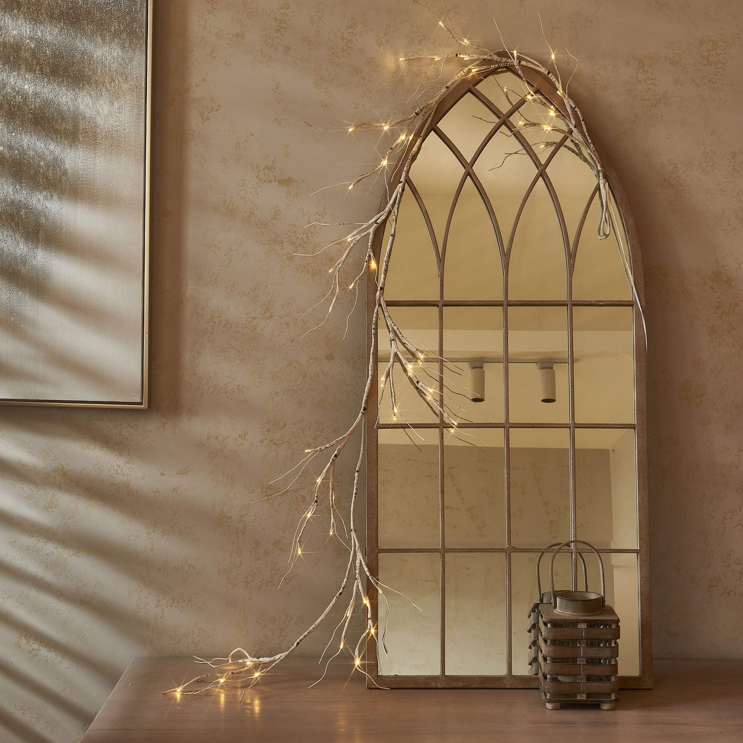 Hairui Lighted Artificial Eucalyptus Garland 6FT 96 LED Battery Operated Faux Vine Lights with Timer for Spring Wedding Backdrop Wall Decor